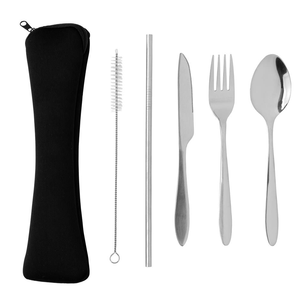 Set de 4 couverts reutilisables en acier inoxydable vue 3